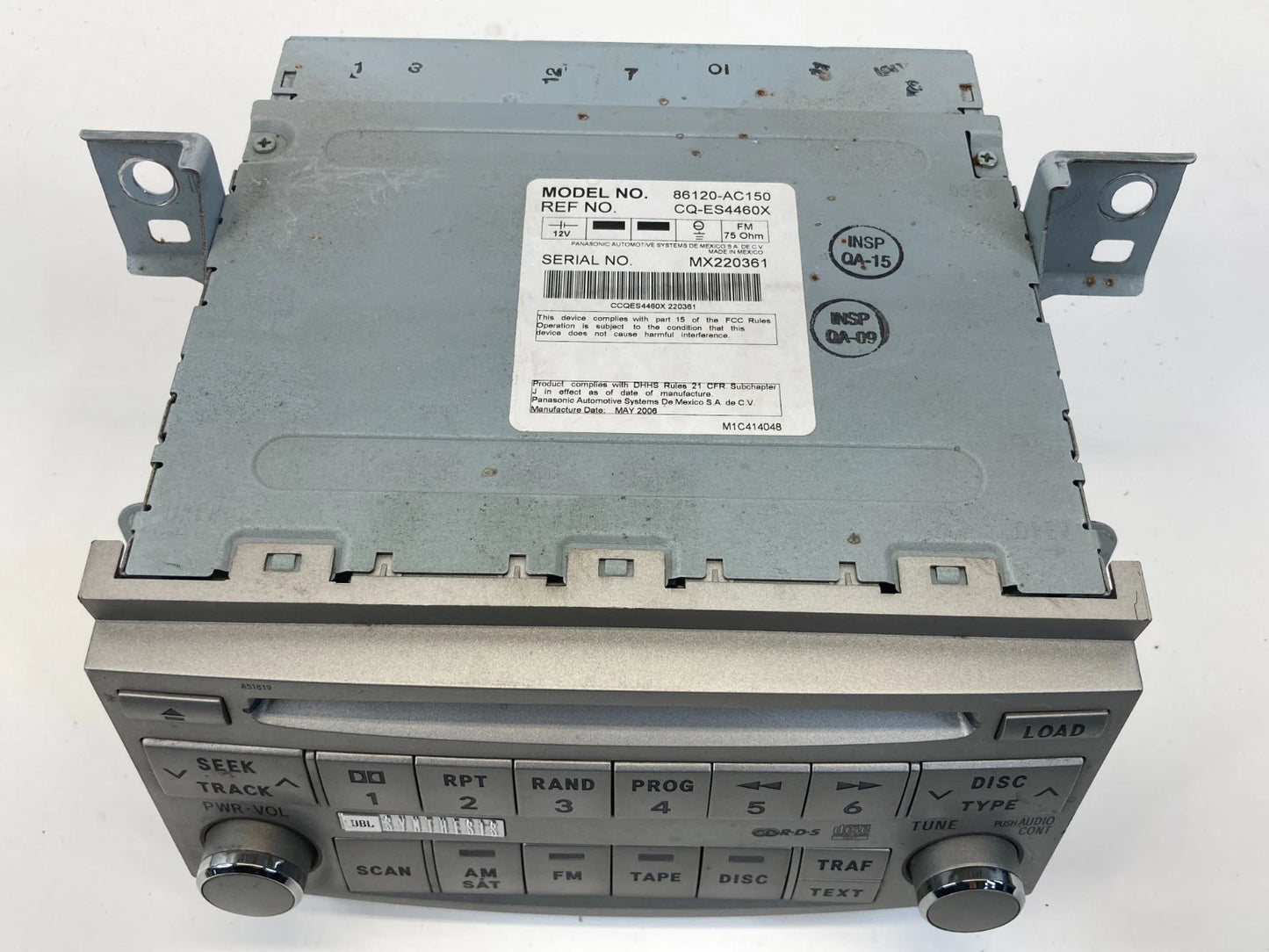 2005-2007 TOYOTA AVALON FM CD RADIO DISC RECEIVER ASSEMBLY 86120-AC150 OEM