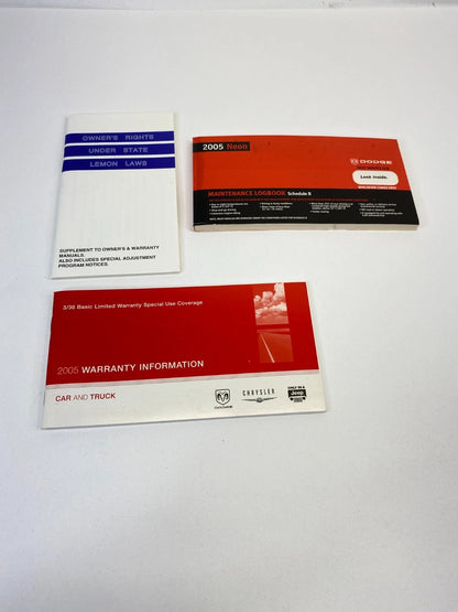 2005 05 DODGE NEON OWNER'S MANUAL & WARRANTY INFORMATION GUIDE BOOK W/ CASE OEM