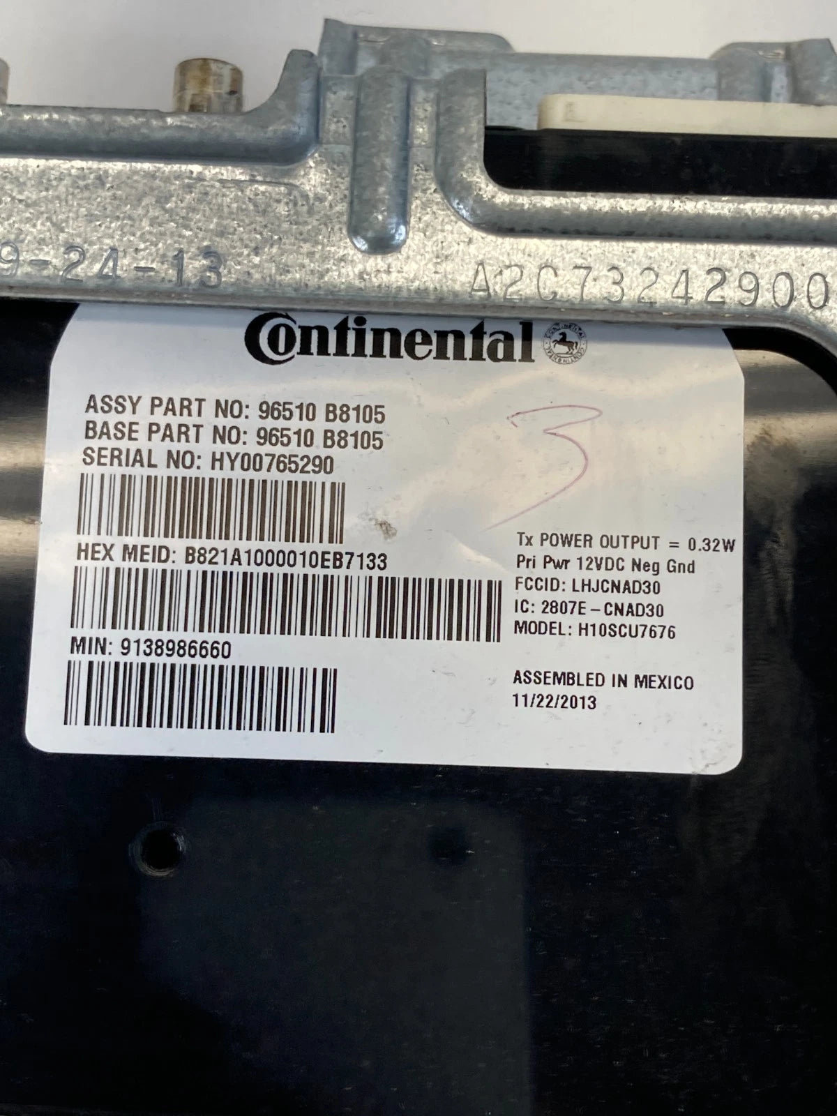 2013-2016 HYUNDAI SANTA FE INFO GPS TELEMATICS MODULE UNIT 96510B8105 OEM