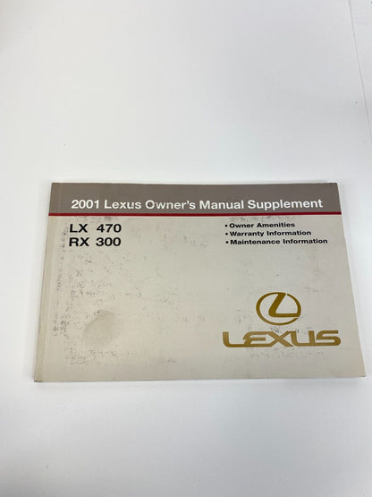 2001 01 Lexus RX300 RX 300 Owners Owner´s Manual Supplement Guide W/ Case OEM