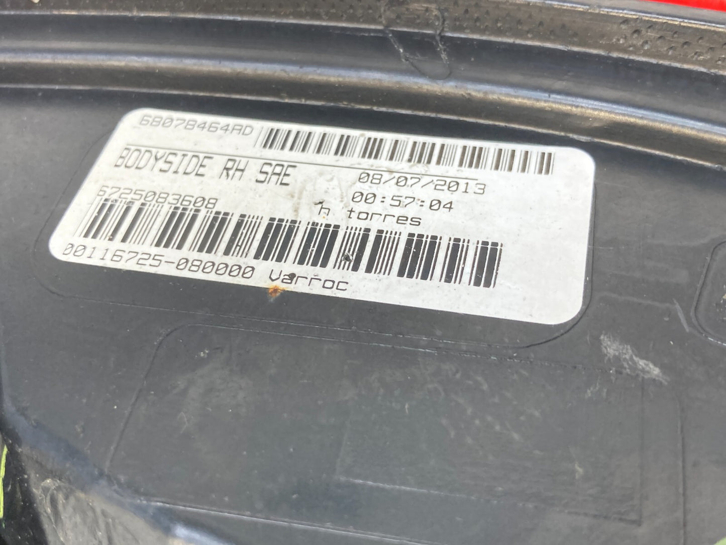 11-20 Dodge Journey Right Passenger Tail Light Outer Taillight 68078464AD OEM