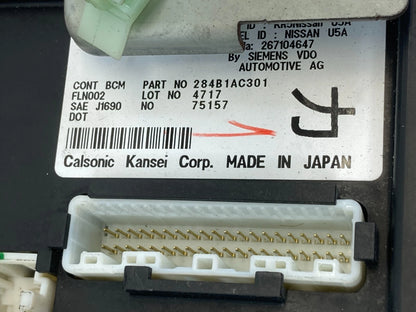2003 2004 INFINITI G35 SEDAN AT BCM BODY COMPUTER CONTROL MODULE 284B1AC301 OEM
