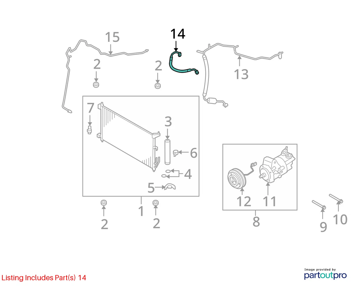 2007-2012 NISSAN VERSA 1.8L A/C REFRIGERANT DISCHARGE HOSE LINE OEM 92490-EL000