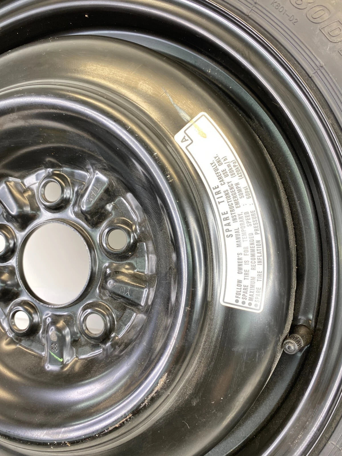 08-12 HONDA ACCORD EMERGENCY SPARE TIRE 16" WHEEL COMPACT DONUT T135/80D16 101M