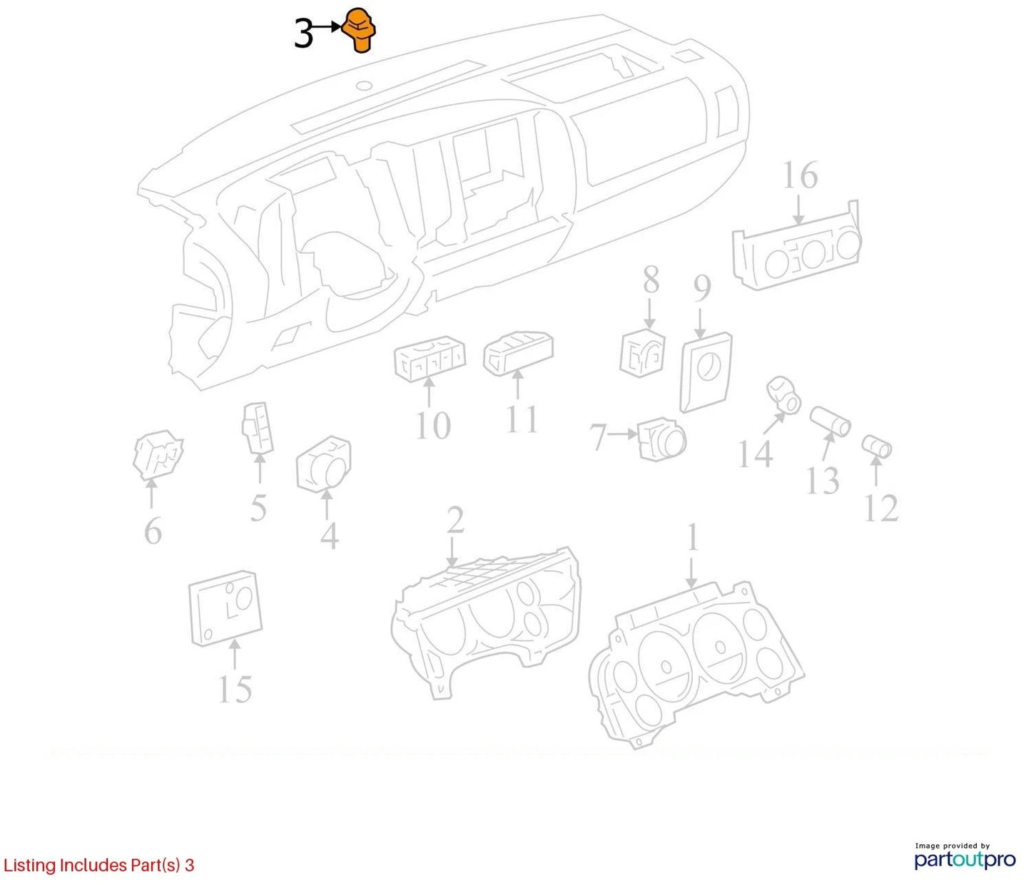 2005-2011 CADILLAC STS AUTOMATIC HEADLAMP AMBIENT LIGHT SENSOR ASSY OEM