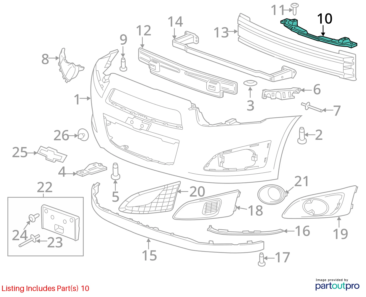 2012-2016 CHEVROLET SONIC FRONT GRILLE BUMPER MOUNT BRACKET SUPPORT 95026539 OEM