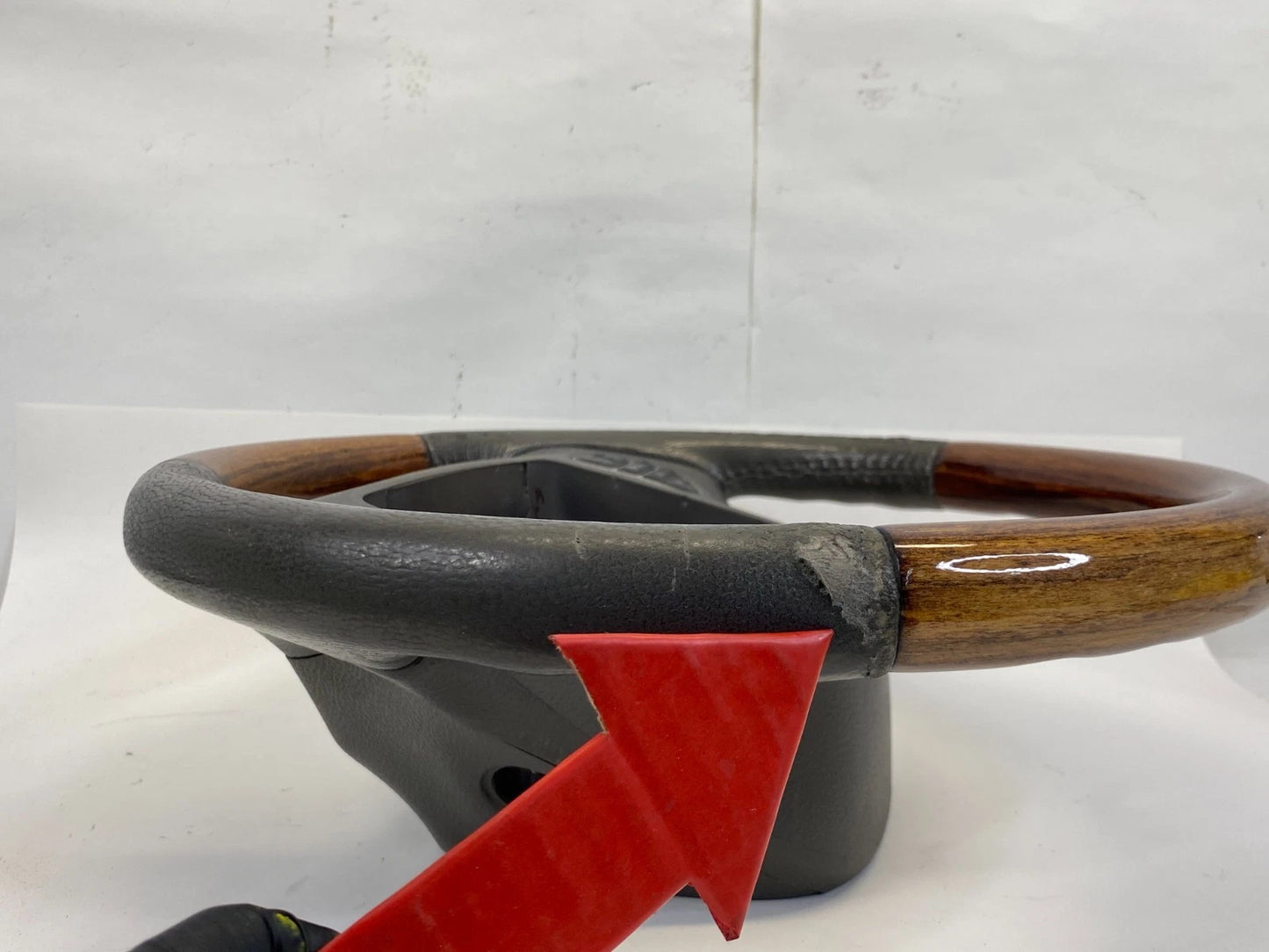 2003-2004 LINCOLN TOWN CAR WOOD GRAIN LEATHER STEERING WHEEL STONE GRAY OEM