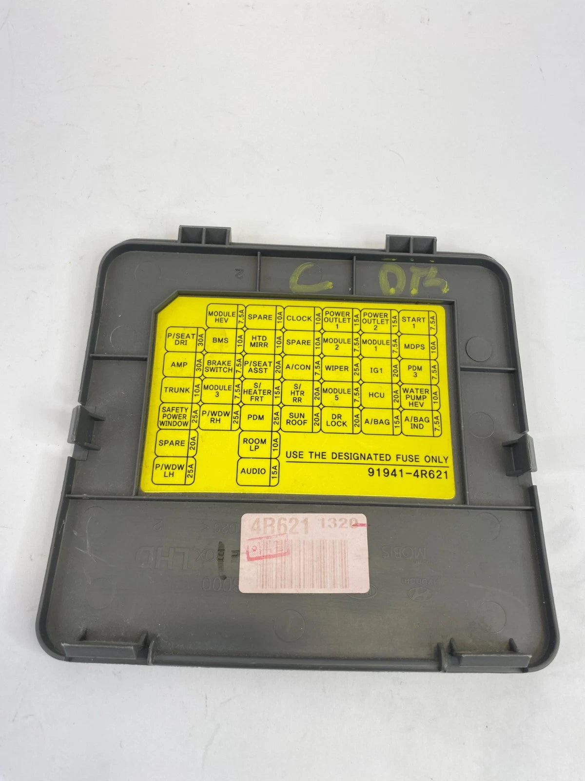 2011-2015 HYUNDAI SONATA DASHBOARD FUSE BOX LID COVER GRAY OEM
