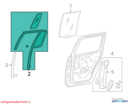 02-05 FORD EXPLORER REAR RIGHT BACK PASSENGER DOOR VENT WINDOW GLASS DV09874YPY