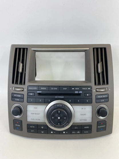 06-08 INFINITI FX35 DASHBOARD RADIO NAVIGATION PLAYER CLIMATE CONTROL BEZEL TRIM