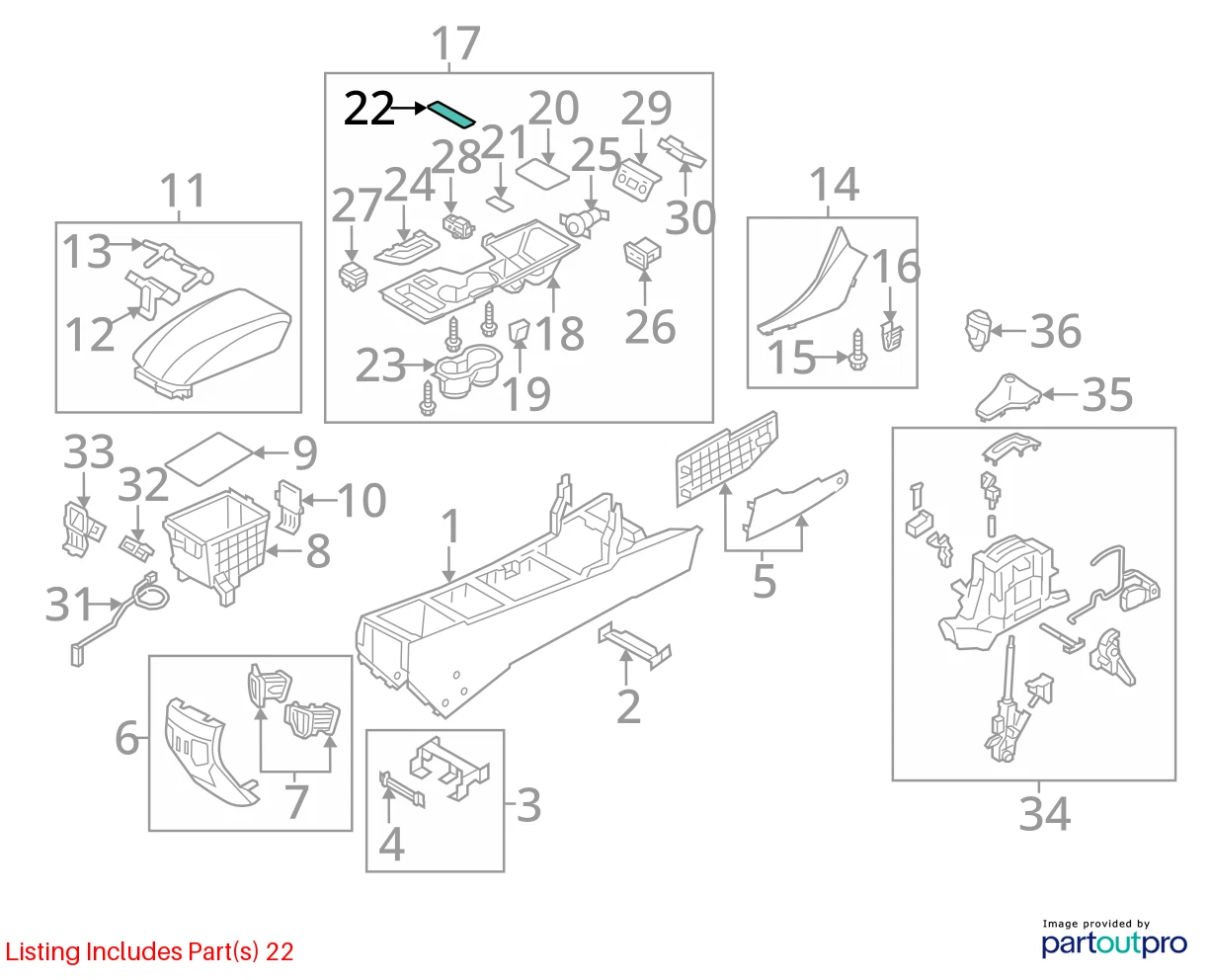 2011-2014 HYUNDAI SONATA CENTER CONSOLE TRAY INSERT RUBBER MAT LINER 84654-3Q000
