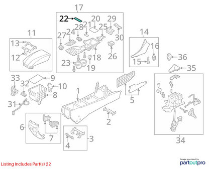 2011-2014 HYUNDAI SONATA CENTER CONSOLE TRAY INSERT RUBBER MAT LINER 84654-3Q000