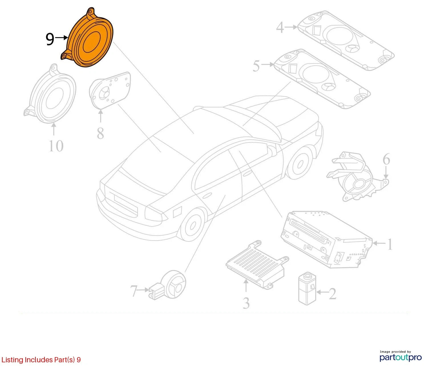 2008-2010 VOLVO XC70 REAR RIGHT SIDE DOOR TWEETER AUDIO SPEAKER 31252330 OEM