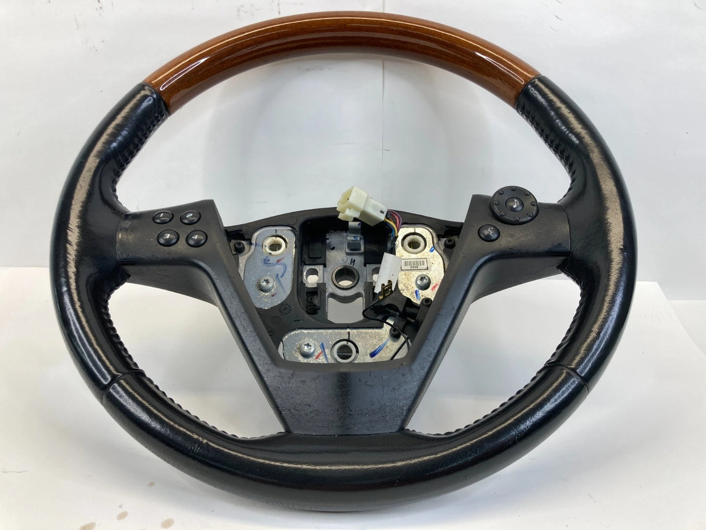 2004 04 CADILLAC CTS STEERING WHEEL ASSY W/ SWITCHES LEATHER WOOD TRIM 25766590