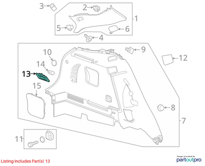2009-2016 BUICK ENCLAVE REAR TRUNK CARGO INTERIOR COURTESY LAMP LIGHT 13503059