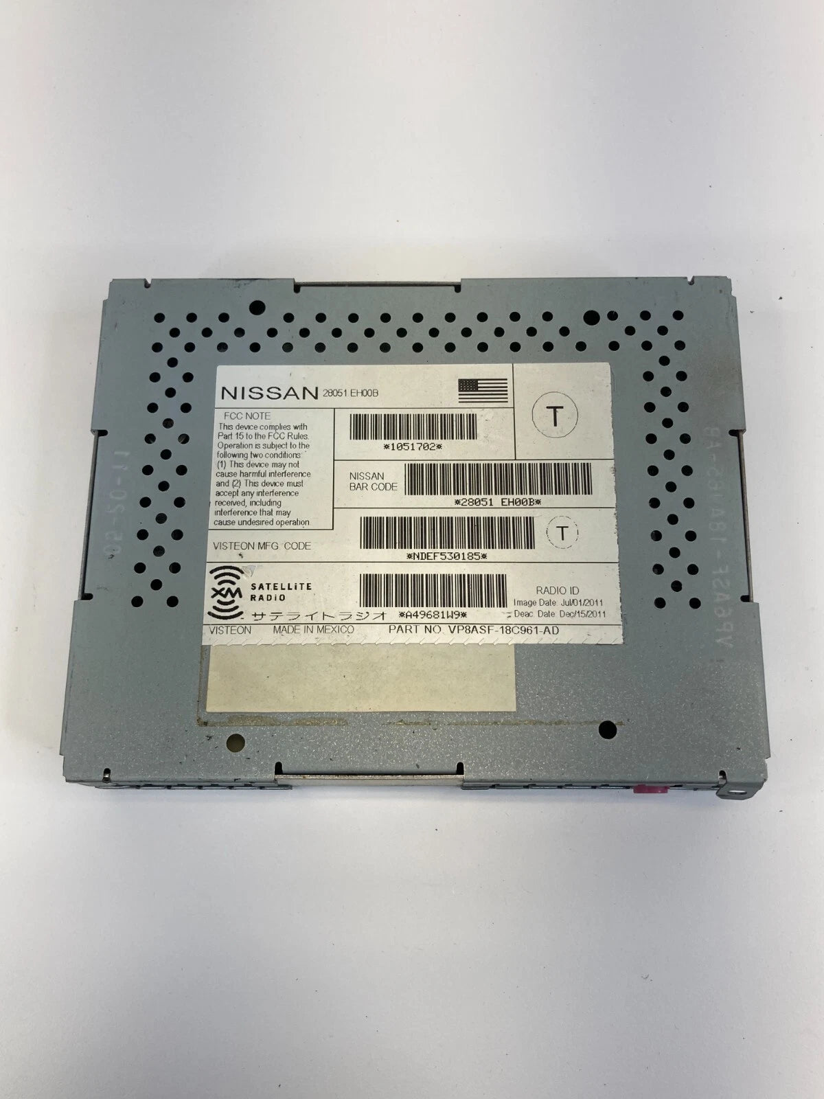 2006-2011 NISSAN MAXIMA SATELLITE RADIO TUNER CONTROL MODULE UNIT 28051-EH00B