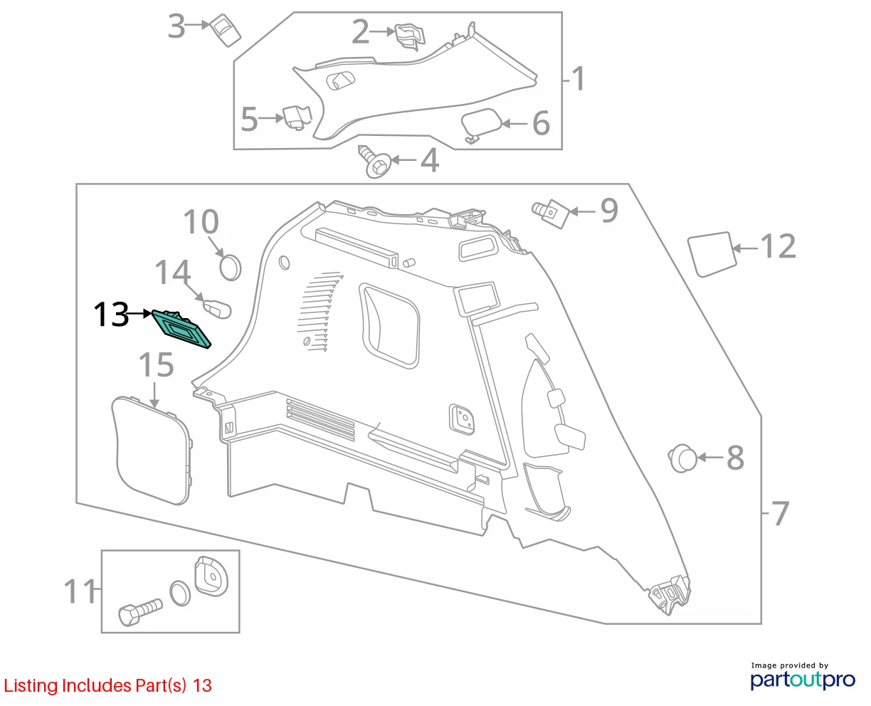 09-17 BUICK ENCLAVE 10-17 EQUINOX TRUNK CARGO INNER COURTESY LIGHT 13503059 OEM