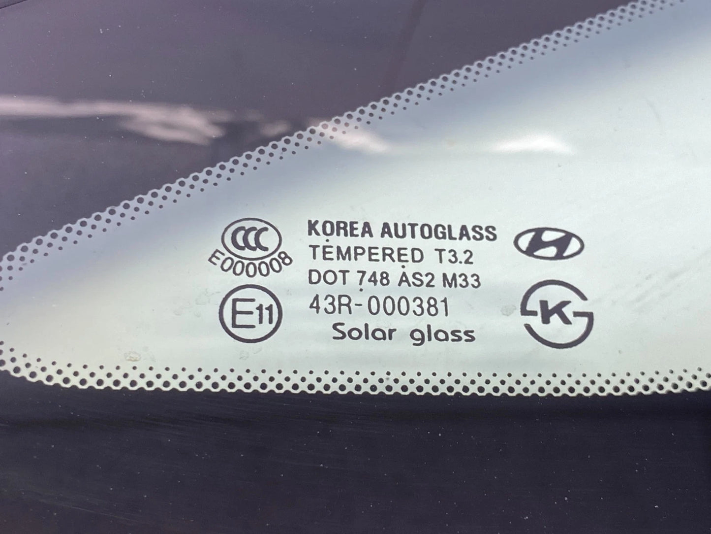 2011-2015 HYUNDAI SONATA QUARTER WINDOW GLASS REAR RIGHT OEM FACTORY 87820-3S100