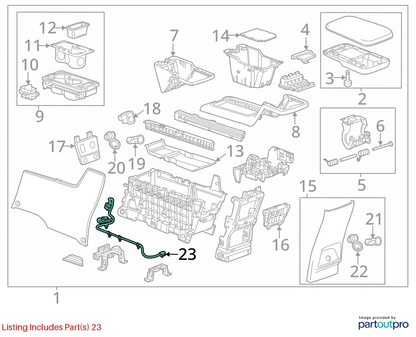 2012-2015 CHEVY CAPTIVA SPORT FRONT FLOOR CONSOLE WIRING HARNESS WIRE 20817478
