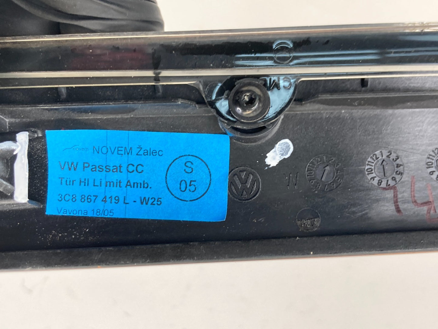 2013-2017 Volkswagen CC Rear Left Side Door Panel Trim Molding 3C8-867-419-L OEM