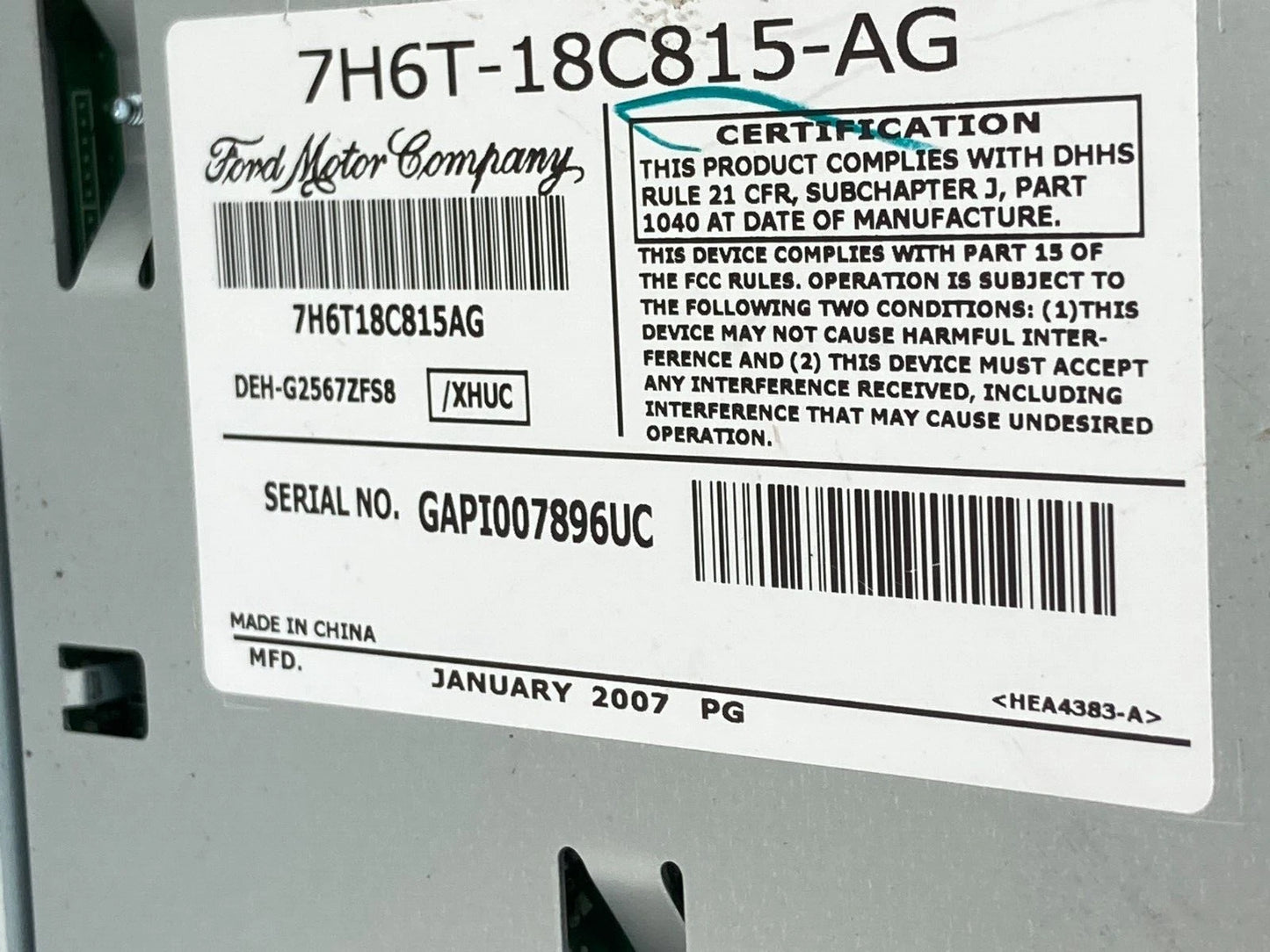 2007 07 LINCOLN MKZ RADIO AM/FM CD PLAYER RECEIVER PIONEER 7H6T-18K931-AF OEM