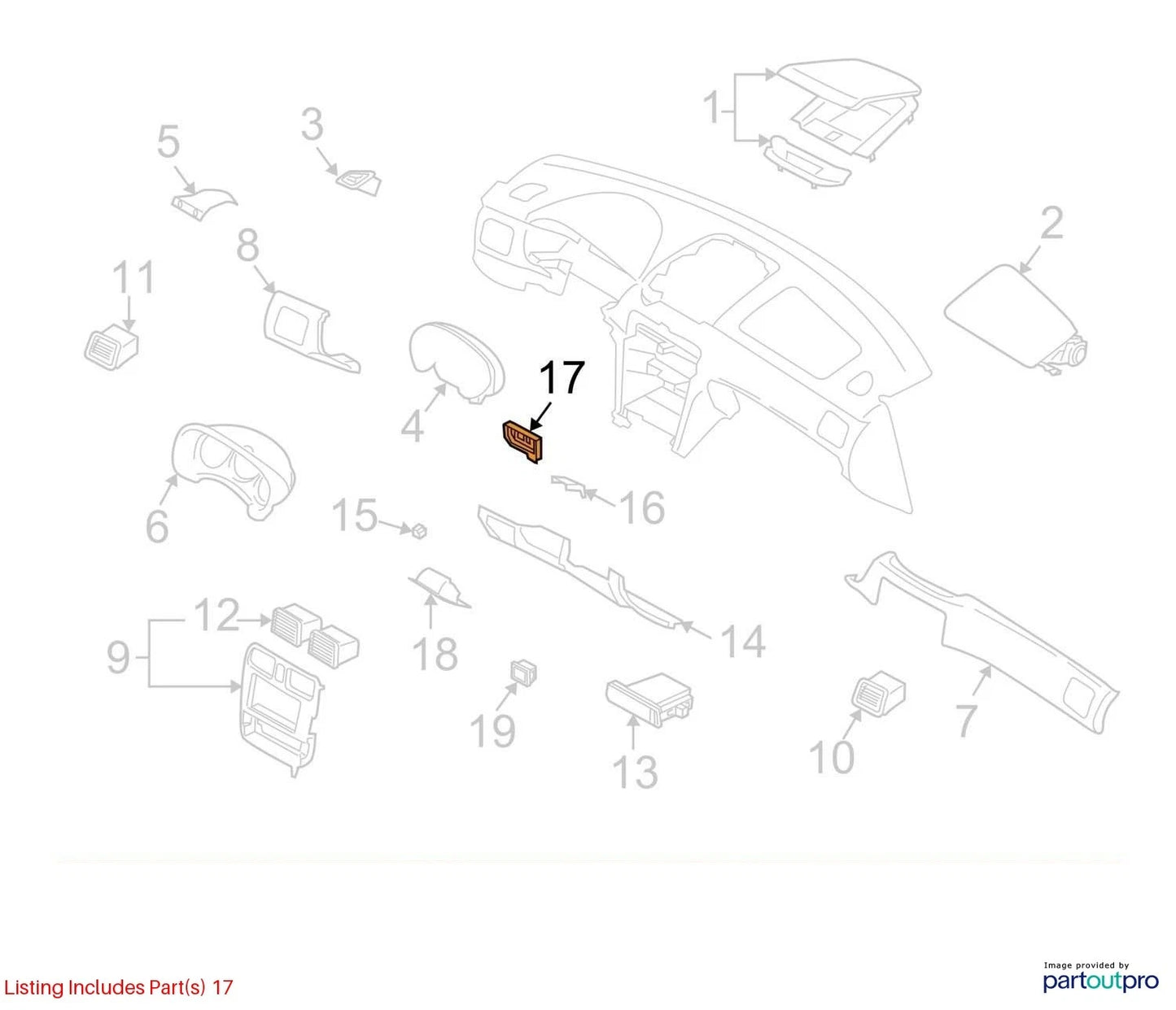 2003-2008 SUBARU FORESTER DASH LEFT SIDE SWITCHES COVER TRIM HOUSING 66211SA220