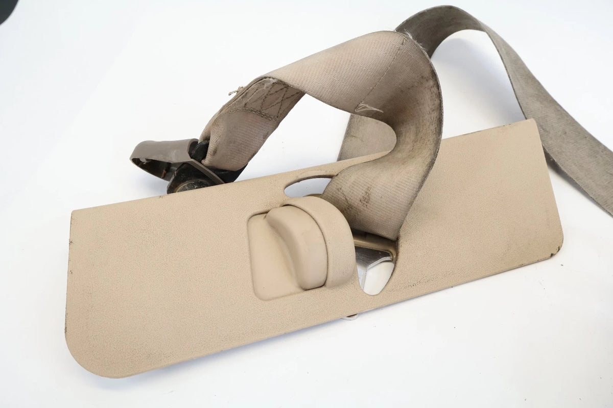 06-11 KIA RIO FRONT LEFT DRIVER SEAT BELT RETRACTOR WITH B-PILLAR TRIM BEIGE OEM