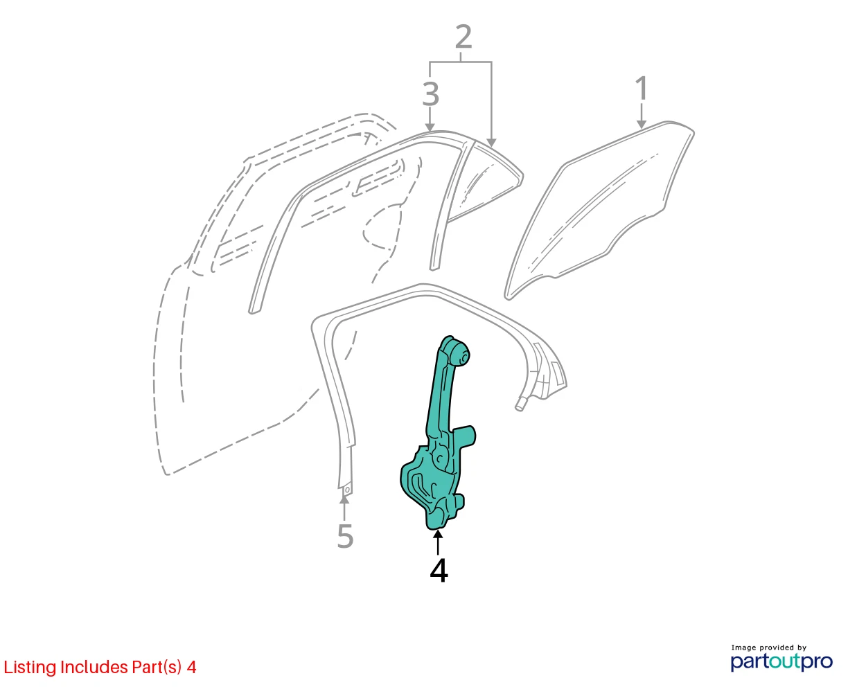 05-11 CADILLAC STS REAR RIGHT DOOR POWER WINDOW MOTOR & REGULATOR 25999741 OEM