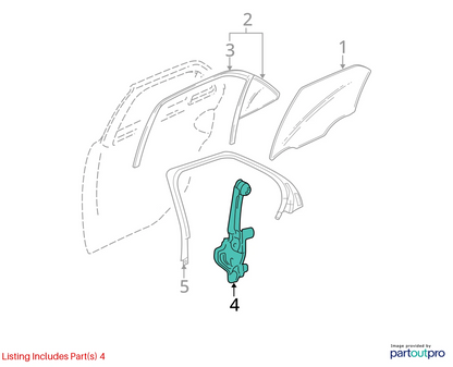 05-11 CADILLAC STS REAR RIGHT DOOR POWER WINDOW MOTOR & REGULATOR 25999741 OEM