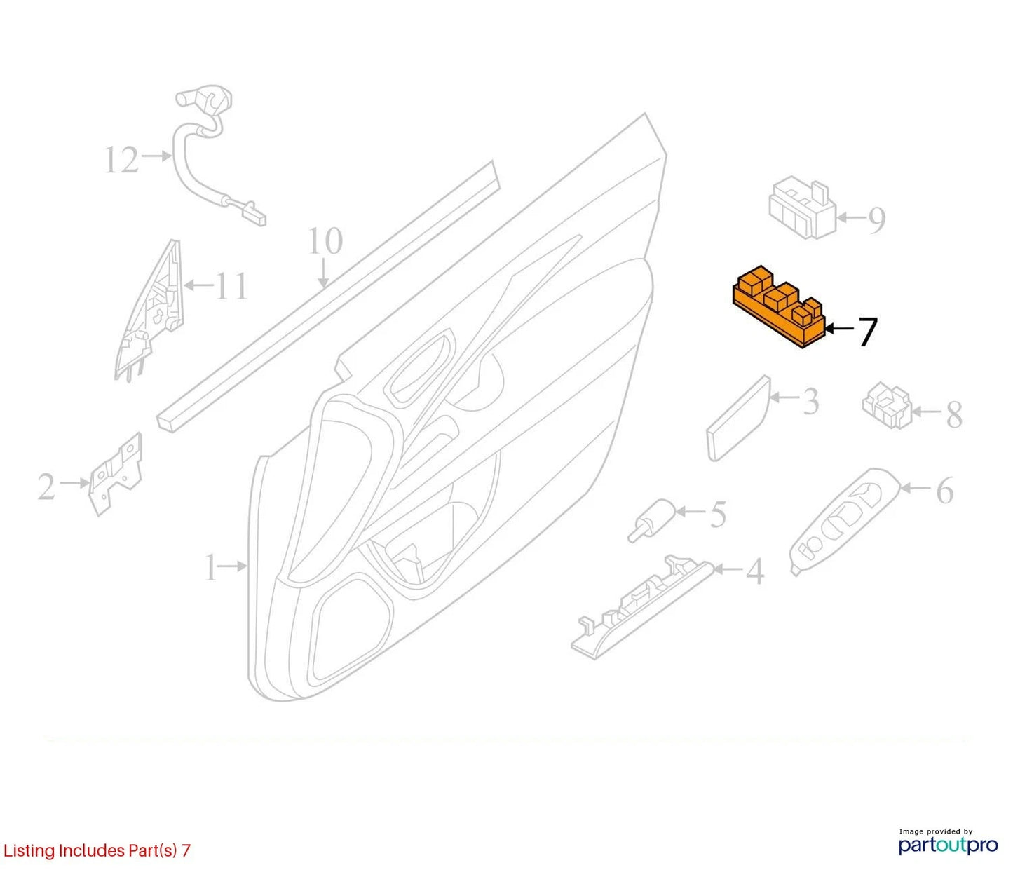 2013-2018 NISSAN ALTIMA FRONT RIGHT WINDOW LOCK SWITCH W/ BEZEL 25411-3TA1A OEM
