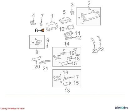 09-13 TOYOTA COROLLA DASH INSTRUMENT PANEL SWITCH HOLE COVER TRIM 55446-02180