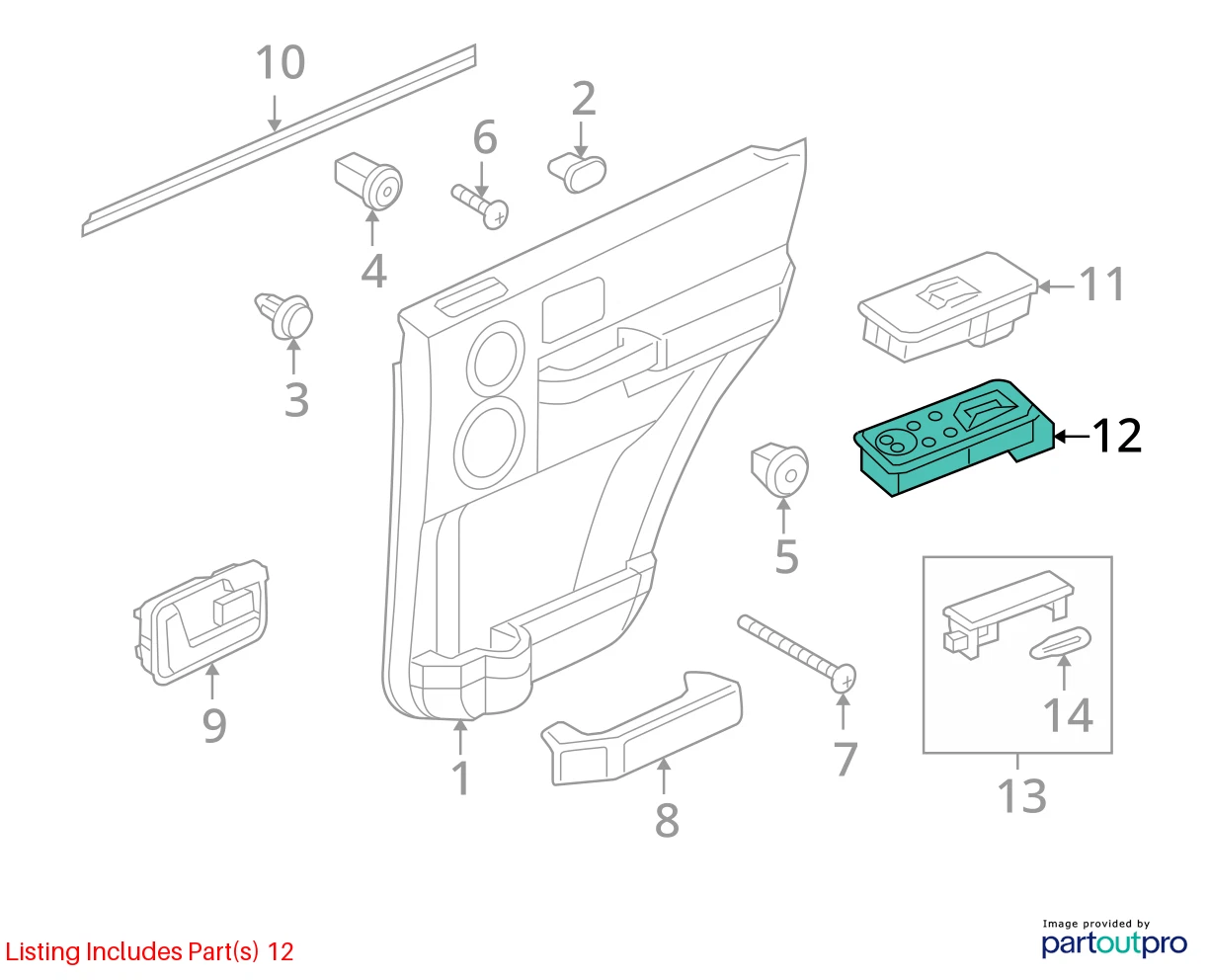 06-09 LAND ROVER RANGE ROVER SPORT REAR RH DOOR WINDOW SWITCH YUD501080PVJ OEM