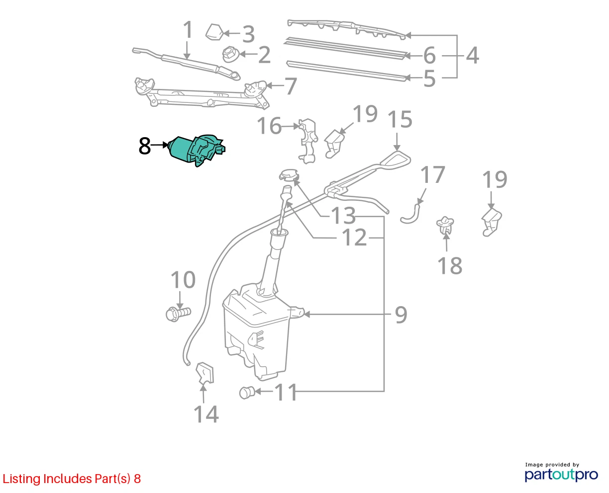 2005-2010 SCION TC FRONT WINDSHIELD WIPER MOTOR TRANSMISSION LINKAGE 8511021080