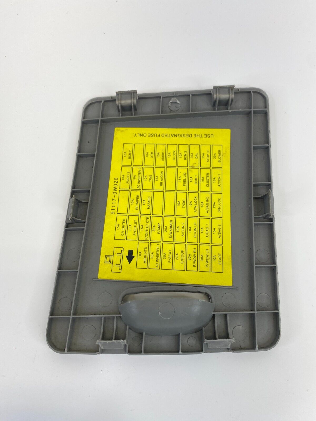 07-09 Hyundai Santa Fe Interior Dash Fuse Box Access Cover Lid Cap 91117-0W020