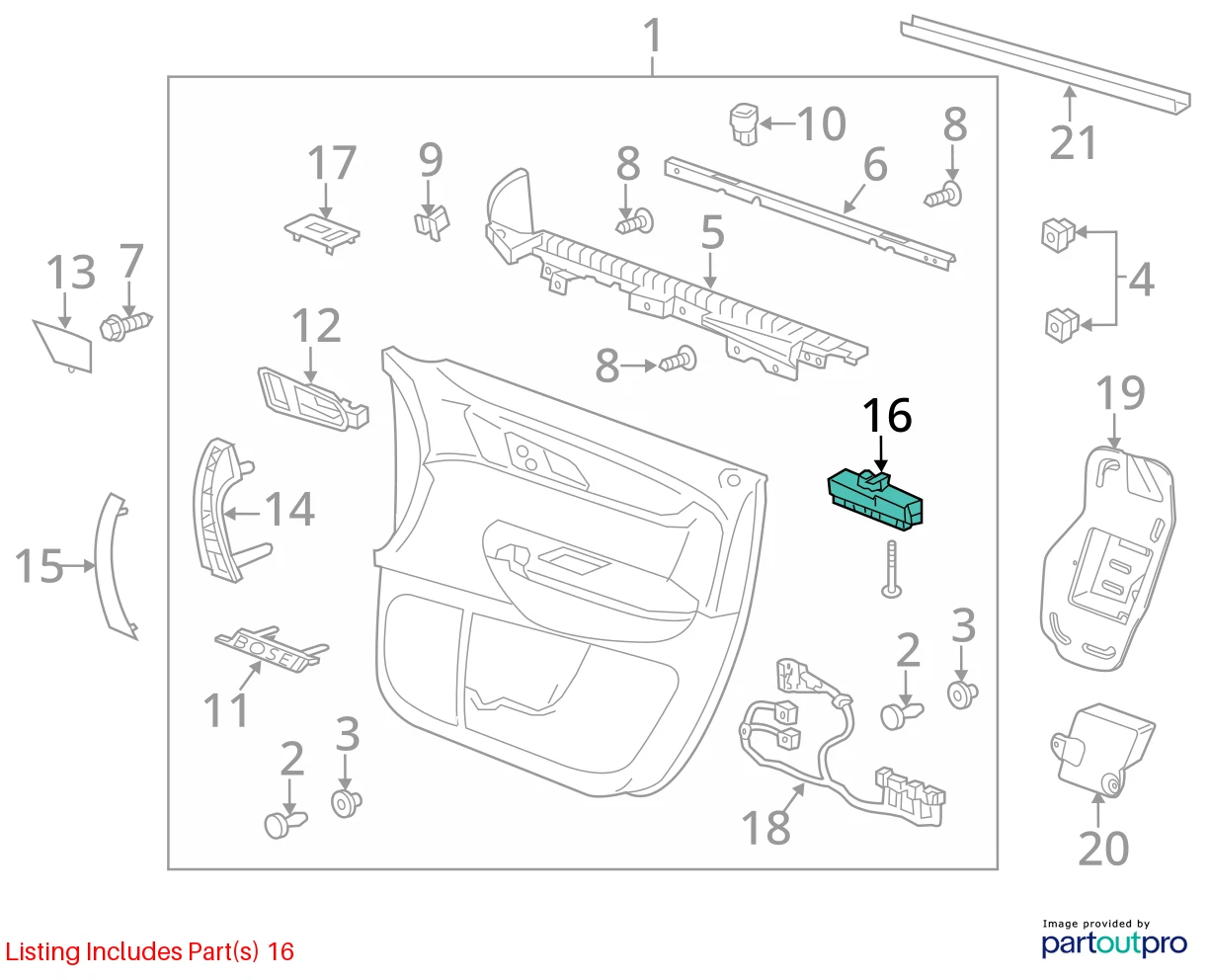 2009-2017 CHEVROLET TRAVERSE FRONT RIGHT SIDE DOOR LOCK CONTROL SWITCH 15804094