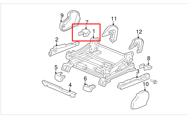 2001-2004 Toyota Sequoia Front Seat Right Side Rear Track End Cover 72137-0C160