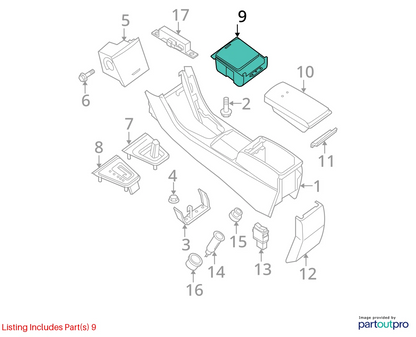 2007-2012 Nissan Altima Center Console Cup Holder Storage Compartment 68430JA00C
