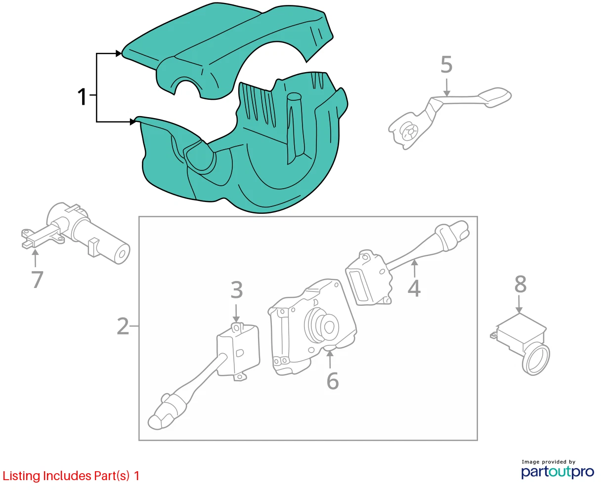 2002-2004 NISSAN ALTIMA STEERING COLUMN UPPER & LOWER COVER SHROUD 48470-8J000