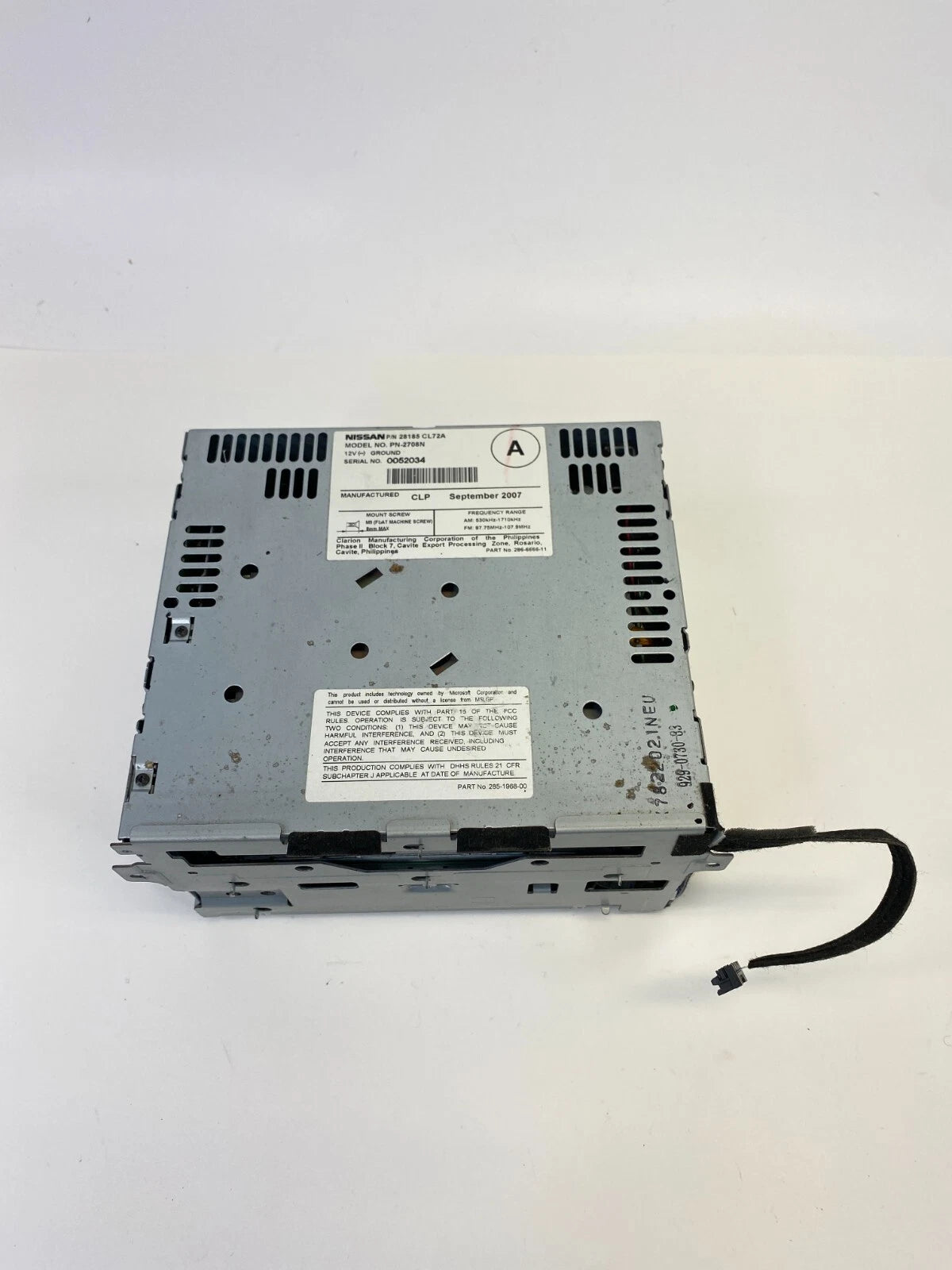 2007 2008 INFINITI FX35 AM/FM RADIO RECEIVER STEREO PLAYER ASSY 28185-CL72A OEM