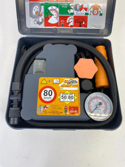 11-18 VOLVO S60 TIRE REPAIR KIT AIR COMPRESSOR PUMP / TOW HOOK SET OEM