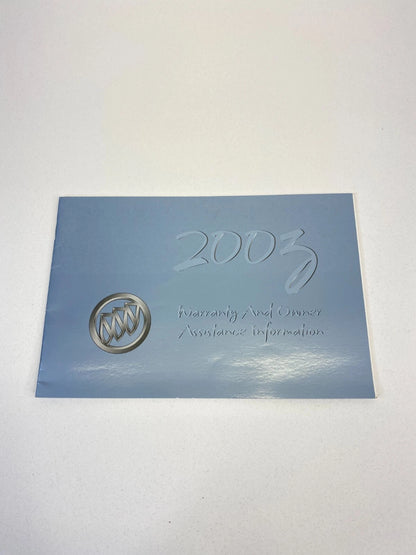 2003 BUICK RENDEZVOUS OWNERS MANUAL WARRANTY ASSISTANCE GUIDE BOOK W/ CASE