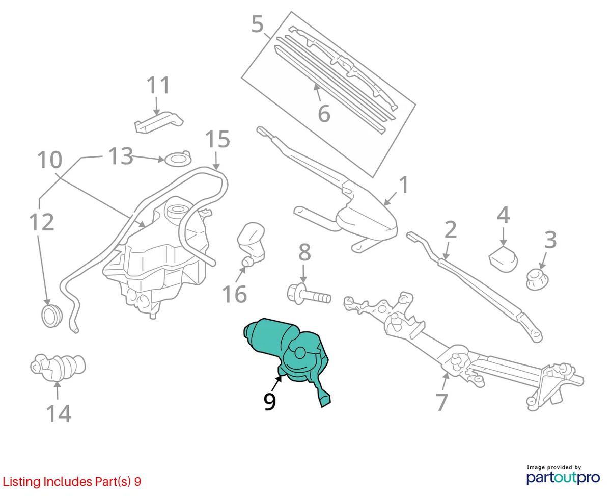2004-2009 TOYOTA PRIUS FRONT WINDSHIELD WIPER MOTOR ASSEMBLY OEM FACTORY