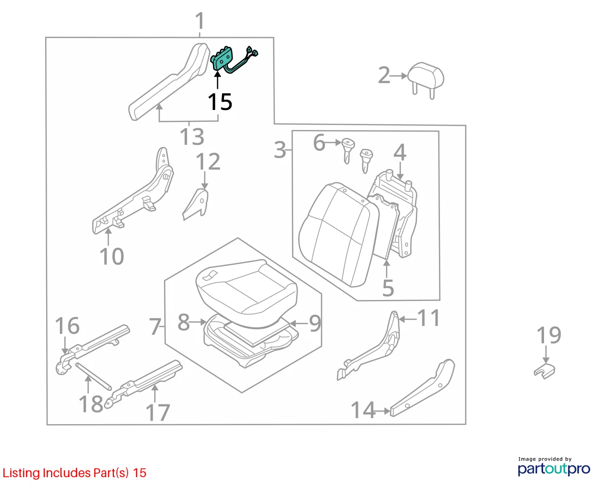 96-99 NISSAN PATHFINDER FRONT RIGHT PASSENGER SIDE POWER SEAT SWITCH ASSEMBLY