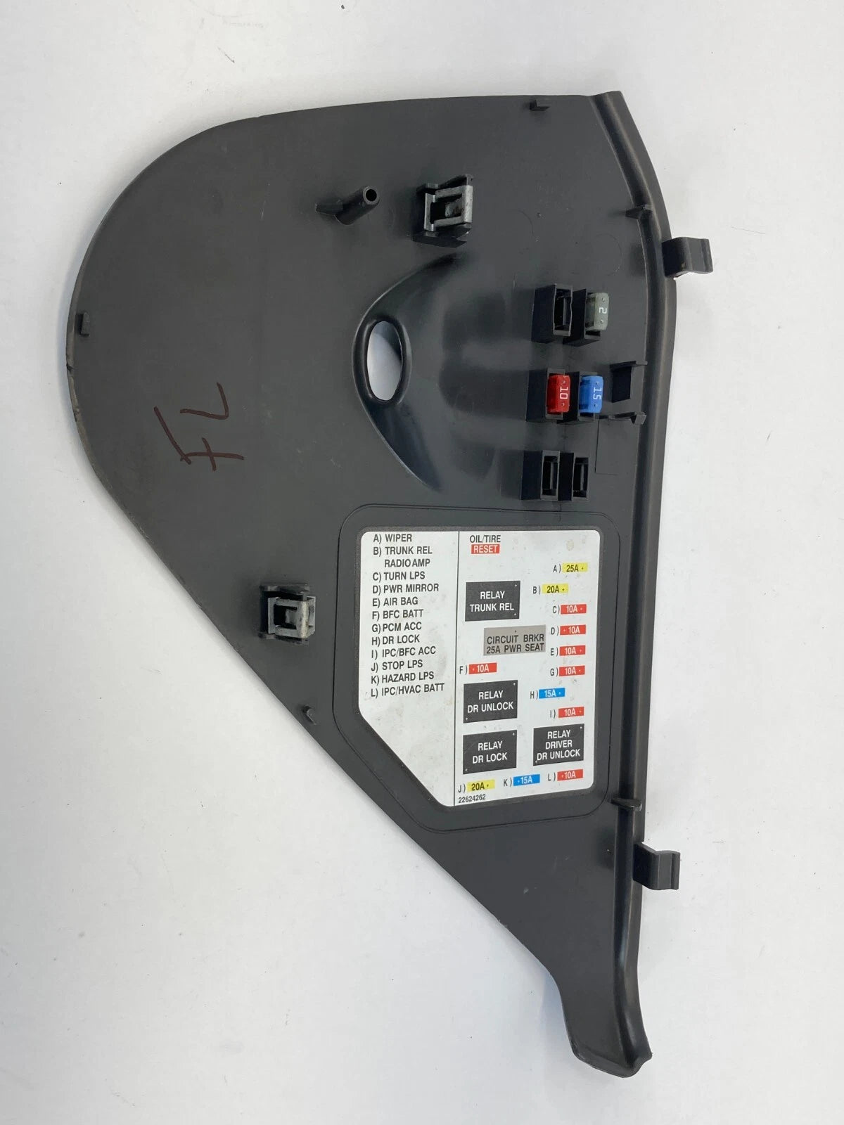 2001-2005 PONTIAC GRAND AM DASHBOARD LEFT SIDE END CAP FUSE BOX COVER 22624262
