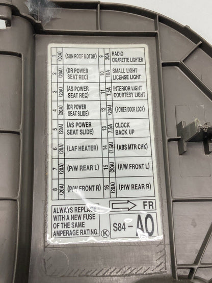 98 99 00 01 02 Honda Accord Front Right Side Fuse Box Lid Access Panel Cover OEM