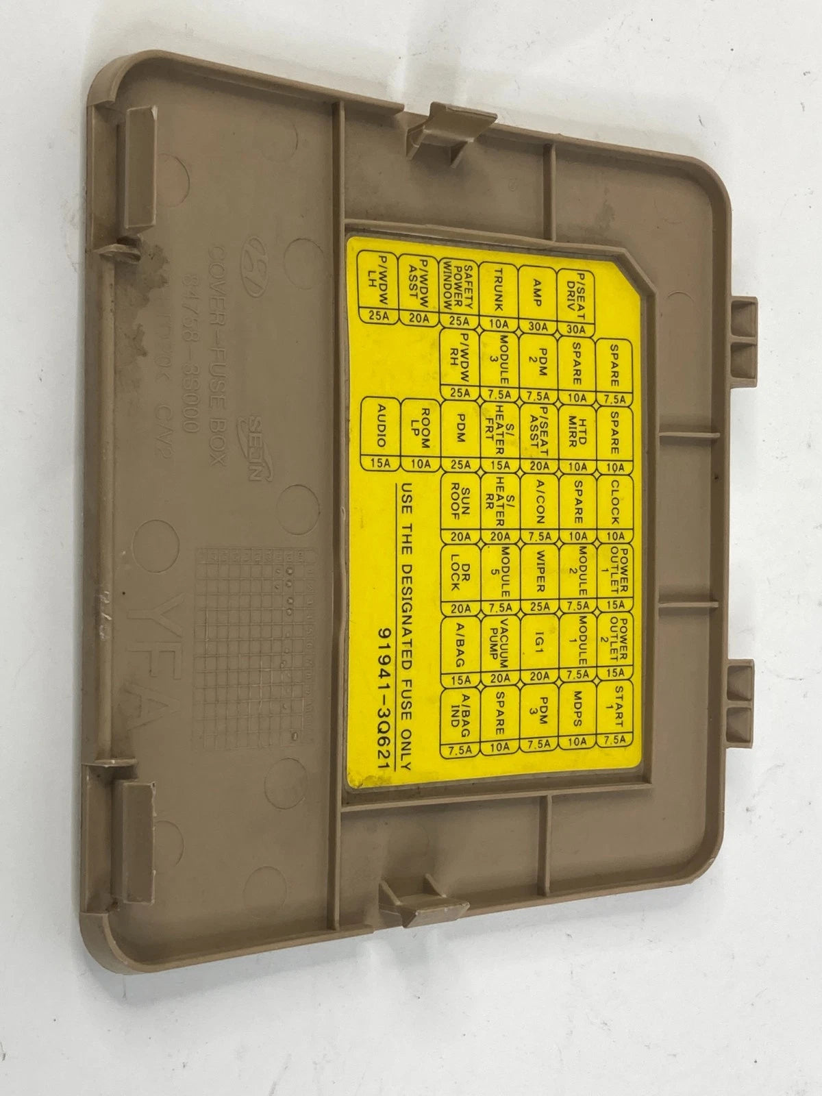 2011-2015 HYUNDAI SONATA LOWER DASH FUSE BOX TRIM COVER LID TAN 84758-3S000 OEM
