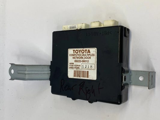 2004-2008 TOYOTA SIENNA RH MULTIPLEX NETWORK DOOR CONTROL MODULE 89222-08012 OEM
