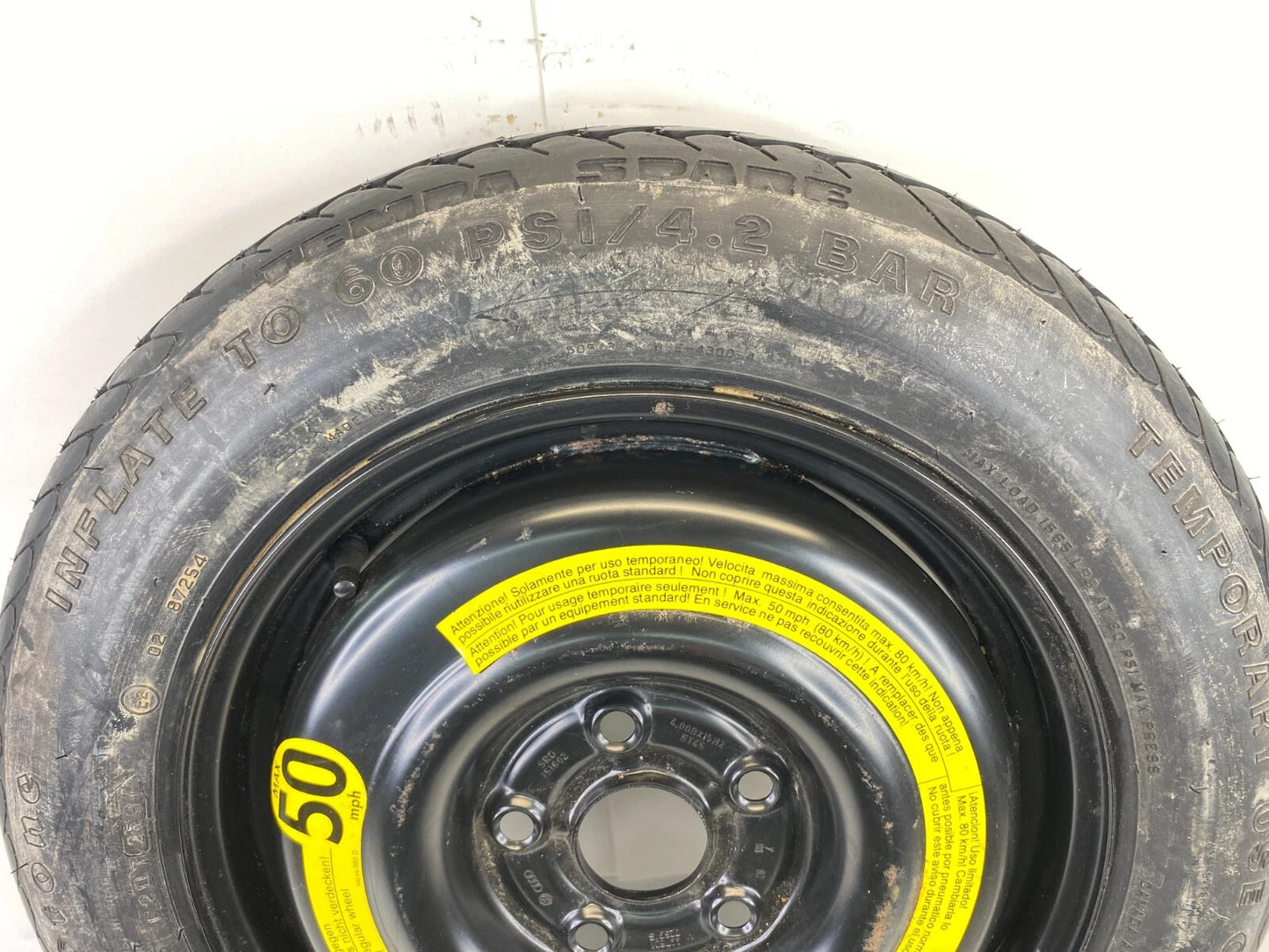 1999-2001 AUDI A4 EMERGENCY SPARE TIRE WHEEL COMPACT DONUT T125/90R15 15"