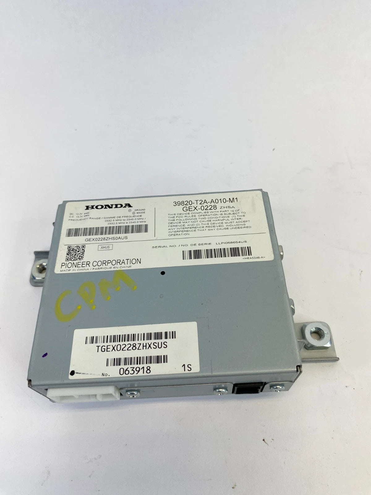 2013 HONDA ACCORD SATELLITE RADIO XM ANTENNA RECEIVER PIONNER 39820-T2A-A010 OEM