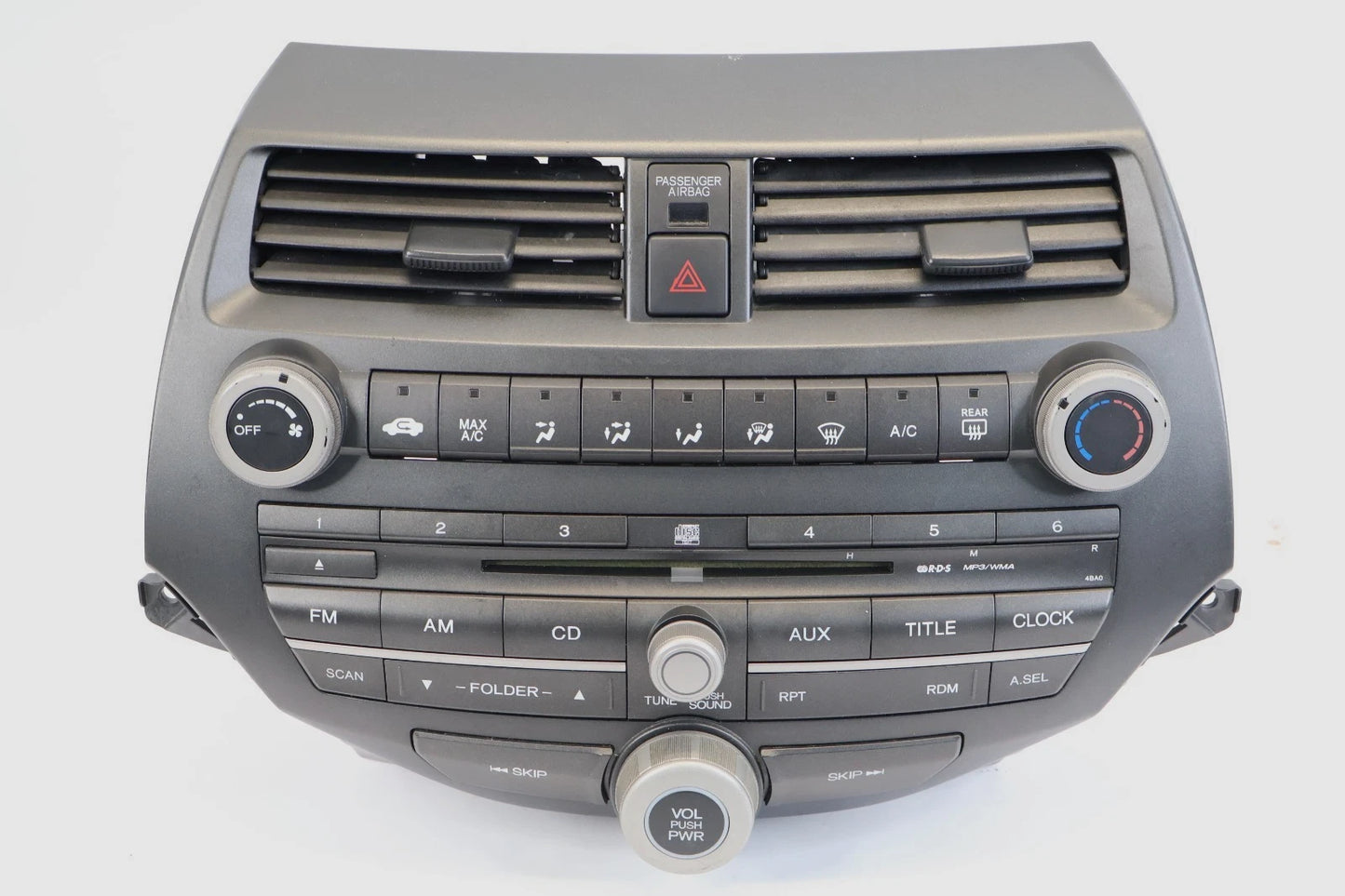08-11 HONDA ACCORD AM/FM RADIO RECEIVER MP3 SINGLE CD W/ CLIMATE 39100TA0A01 OEM